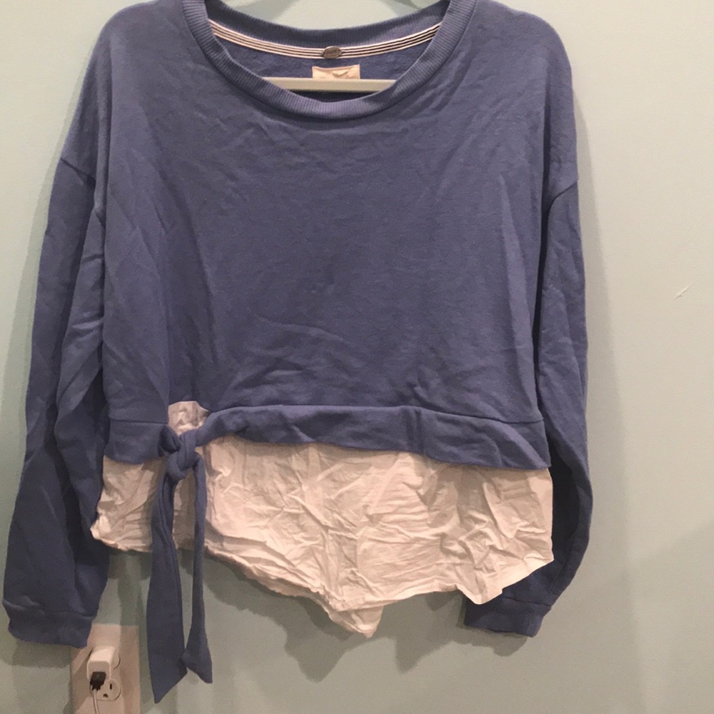 Long sleeve blouse with blue sweater